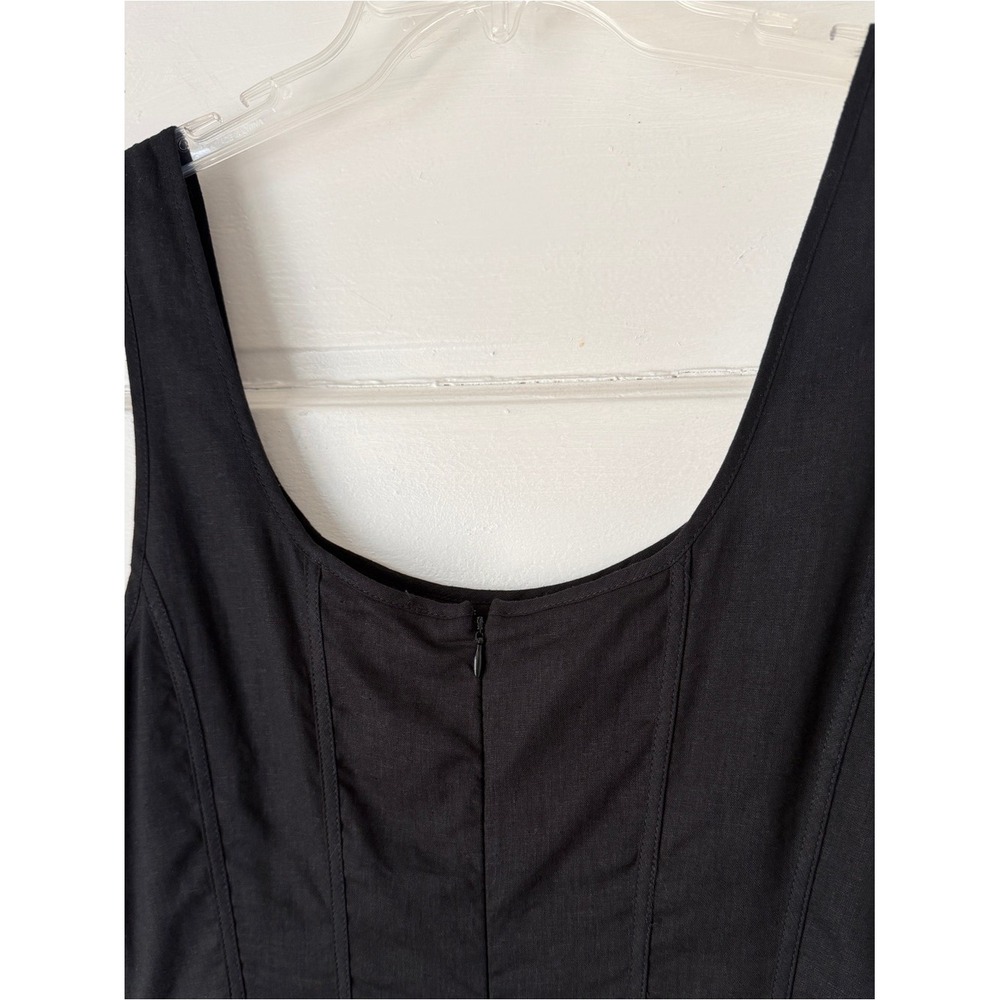 Wayf Black Linen Mini Dress Esmeralda A-Line Scoop Neck Sleeveless Party NWT Lg - Picture 11 of 16